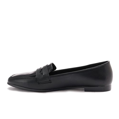 Faux Leather Classic Penny Loafers – Black