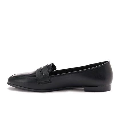 Faux Leather Classic Penny Loafers – Black