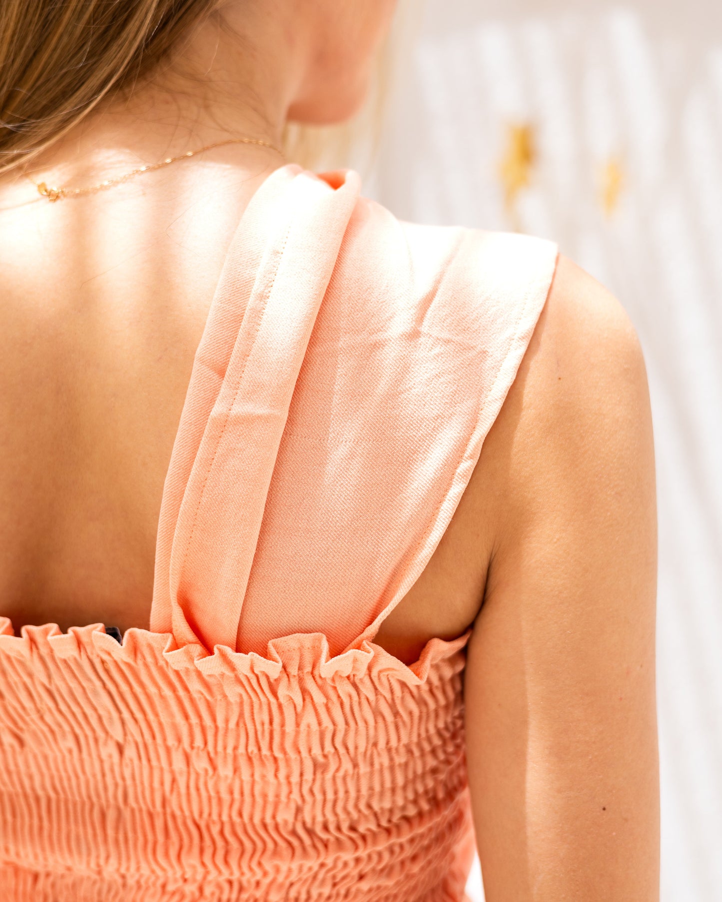 Linen Crossed-Neck Top - Orange