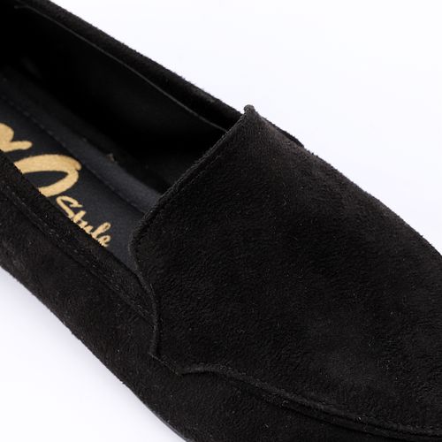 Suede Pointed Slip-On Loafers – Black
