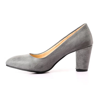 Suede Block Heel Pump