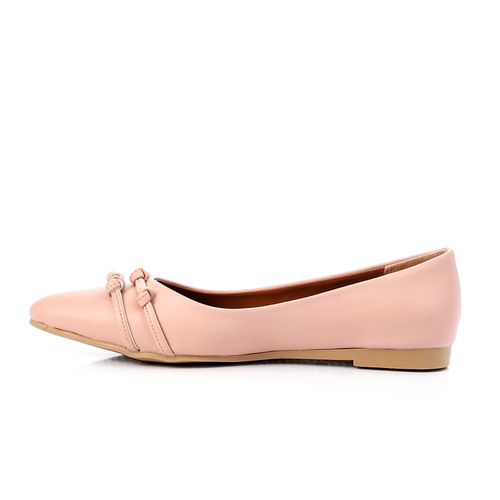Faux Leather Knotted Pointed Flats – Pink