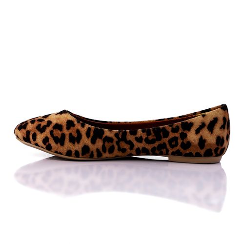 Suede Ballet Flats - Leopard