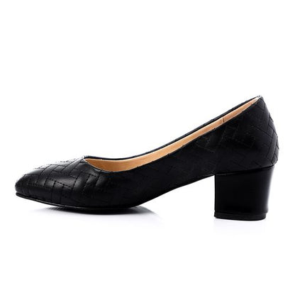 Faux Leather Flocked Quilted Pump