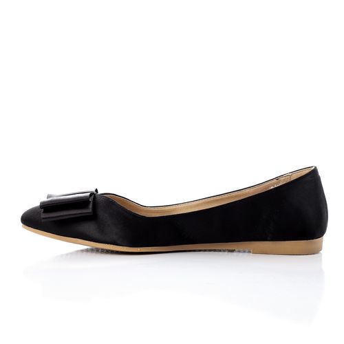 Satin Finish Pointed Toe Flats – Black