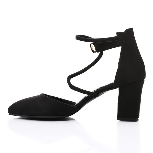 Suede Block Heel - Black