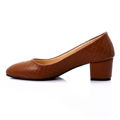 Faux Leather Flocked Quilted Pump