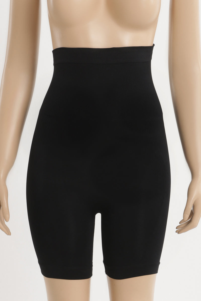 Polyamide Blend Plain High Waist Thigh Slimmers – Black