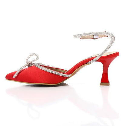 Satin Bow Classic Shoes - Red
