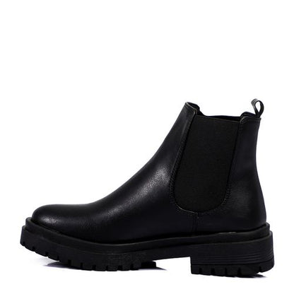 Faux Leather Classic Chelsea Boot - Black