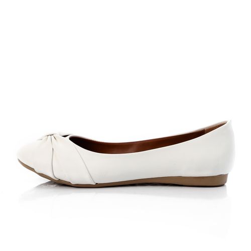 Faux Leather Ballet Flats – White