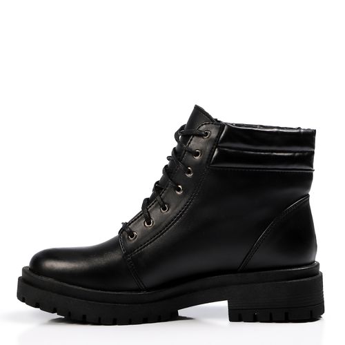 Faux Leather Ankle Boot - Black