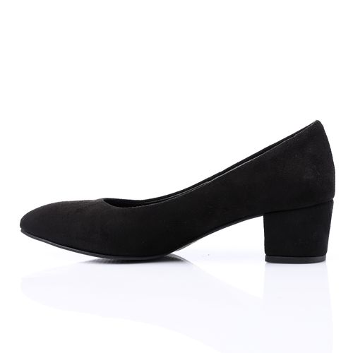 Suede Block Heel Pumps - Black