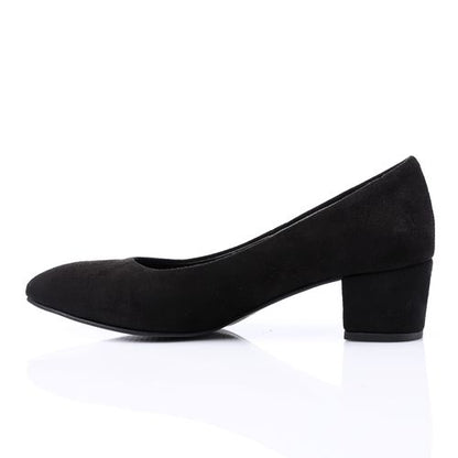 Suede Block Heel Pumps - Black