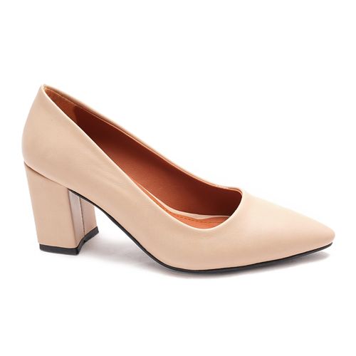 Faux Leather Classic Shoes - Beige