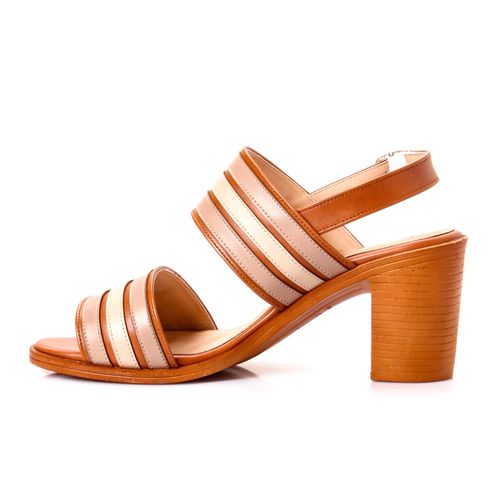 Heeled Faux Leather Multi-Strap Slingback Sandal - Multicolor