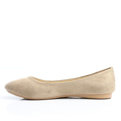 Suede Texture Ballet Flats – Beige