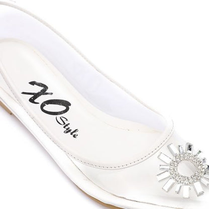 PVC Embellished Pointed Flats – Transparent White