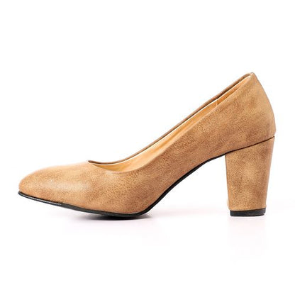 Suede Block Heel Pump