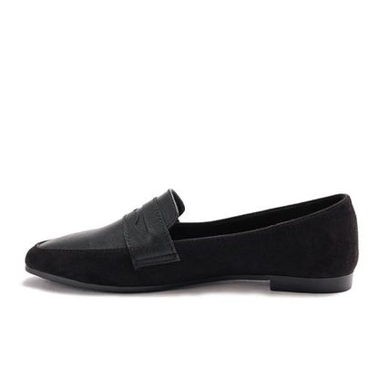 Faux Suede and Leather Mix Loafers – Black