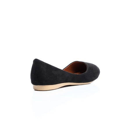 Suede Flat Suede Ballerina - Black