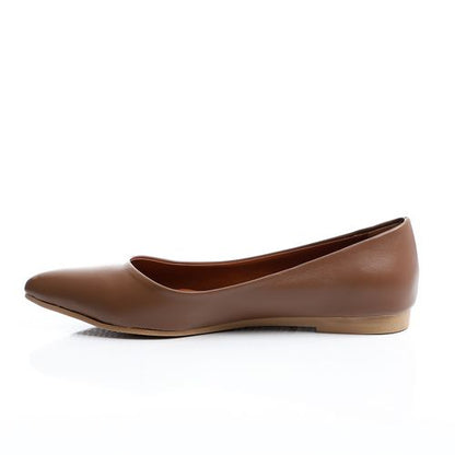 Faux Leather Ballet Flats – Coffee