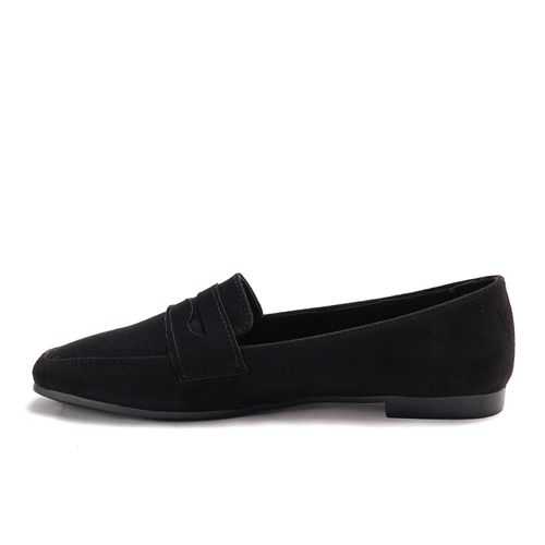 Faux Suede Classic Loafers – Black