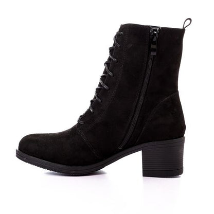 Faux Suede Leather Half Boots - Black