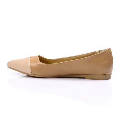 Leather Bi-Tone Ballerina - Café