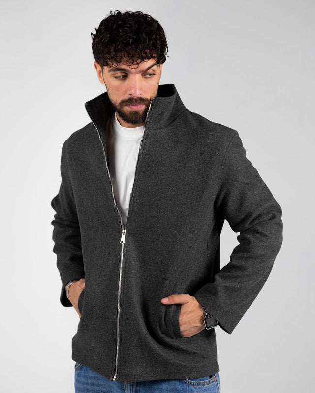 Wool Solid Jacket – Dark Grey