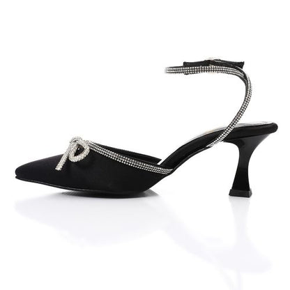 Satin Bow Classic Shoes - Black
