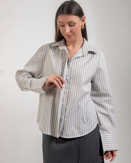 Cotton Classic Striped Shirt - Grey