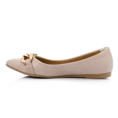 Leather Comfortable Ballerina - Beige