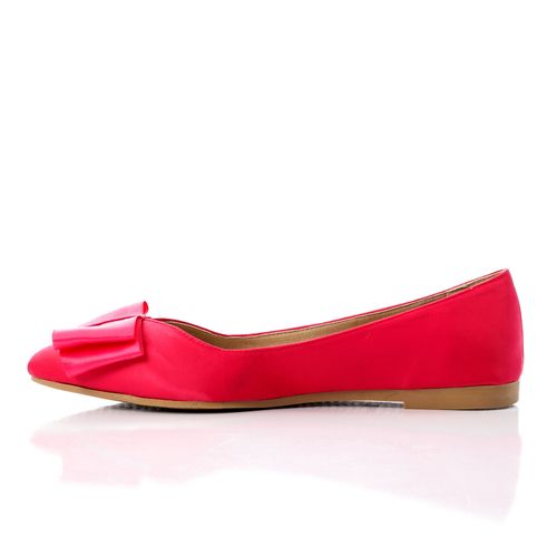 Satin Bow Pointed Flats – Hot Pink