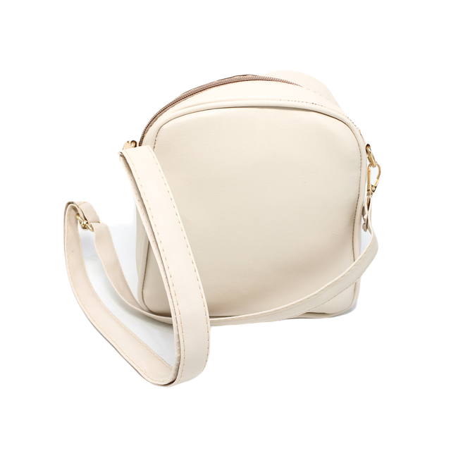 Faux Leather Quilted Mini Cross Bag - Beige