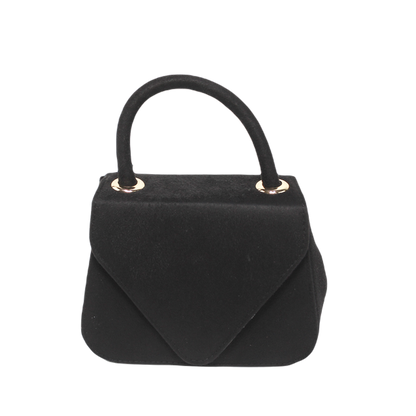 Suede Stylish Bag with Cross Hand - Black