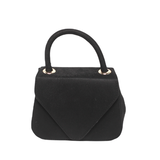 Suede Stylish Bag with Cross Hand - Black
