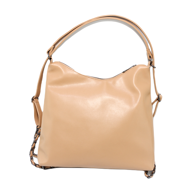 Faux leather Stylish Bag with Cross Hand - Light Brown