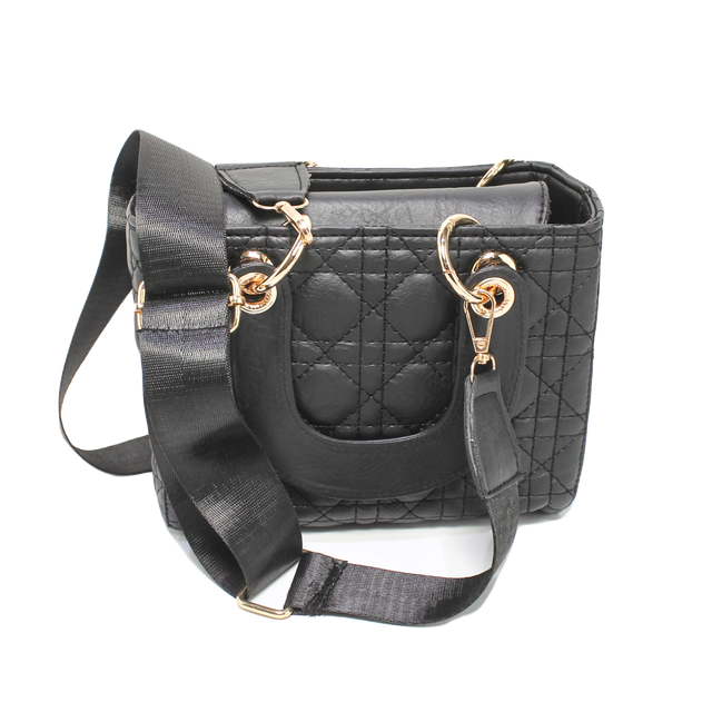 Faux Leather Elegant  Hand Bag - Black