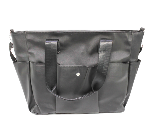 Faux Leather Shoulder Bags - Black