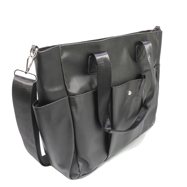 Faux Leather Shoulder Bags - Black