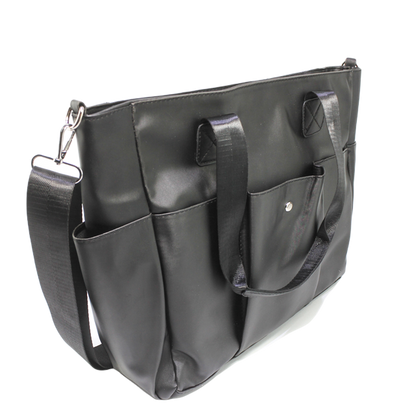 Faux Leather Shoulder Bags - Black