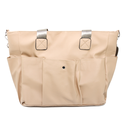 Faux Leather Shoulder Bags - Beige