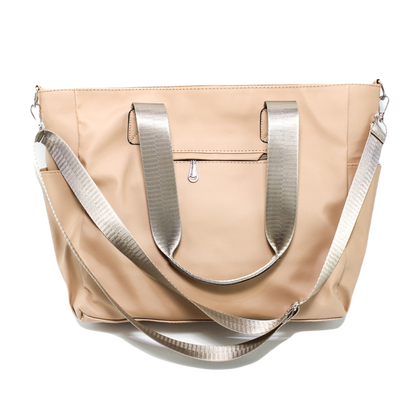 Faux Leather Shoulder Bags - Beige