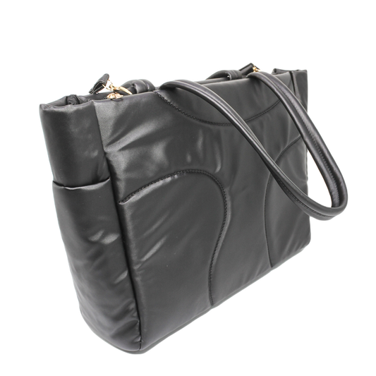 Faux Leather Stylish Shoulder Bag - Black