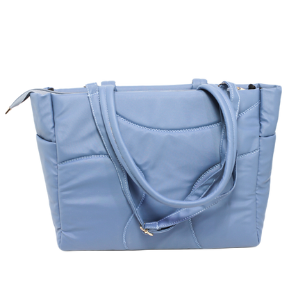Faux Leather Stylish Shoulder Bag - Blue