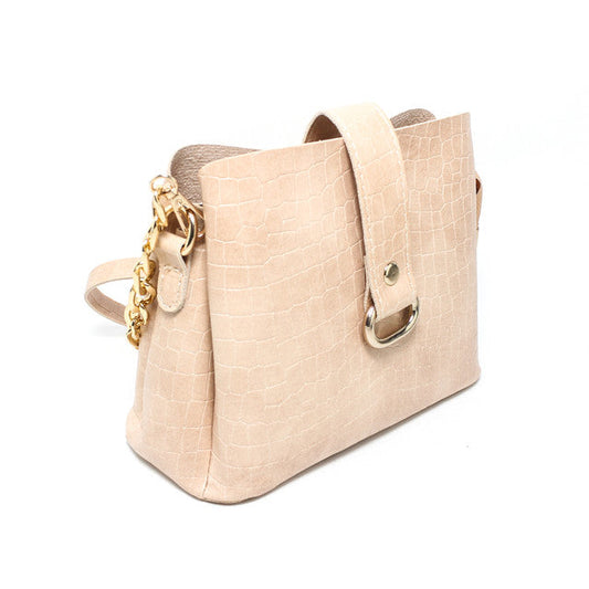 Faux Leather Elegant Handbags - Beige