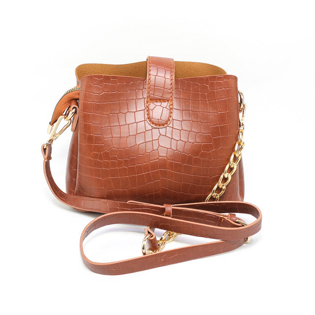 Faux Leather Elegant Handbags - Camel