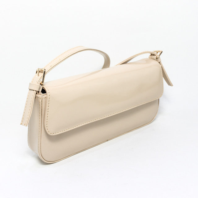 Faux Leather Elegant Handbags - Beige