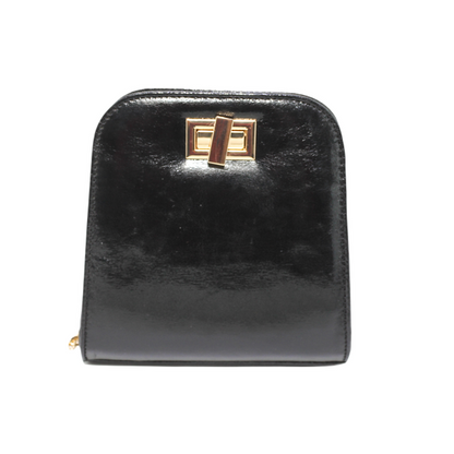 Faux Leather Chain Cross Bag - Black